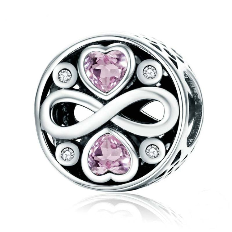 925 Sterlingsilber Infinity Liebe Rosa Herz Kristallperlen Charm Armbänder Schmuck, SCC240
