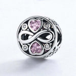 925 Sterlingsilber Infinity Liebe Rosa Herz Kristallperlen Charm Armbänder Schmuck, SCC240