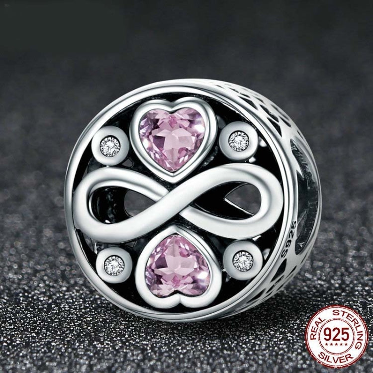 925 Sterlingsilber Infinity Liebe Rosa Herz Kristallperlen Charm Armbänder Schmuck, SCC240