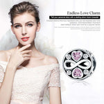925 Sterlingsilber Infinity Liebe Rosa Herz Kristallperlen Charm Armbänder Schmuck, SCC240