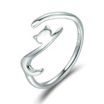 Frecher Katze Sterling Silber Ring Mode Offener Ring, SCR220-B, SCR220