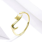Frecher Katze Sterling Silber Ring Mode Offener Ring, SCR220-B, SCR220