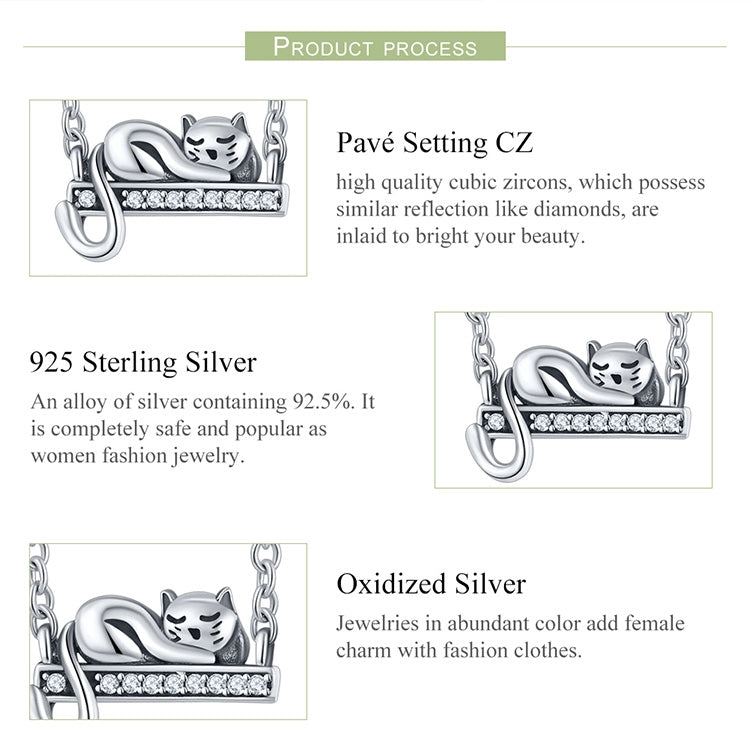 925 Sterling Silber Anhänger Süße Katzenkette Anhänger, SCC856