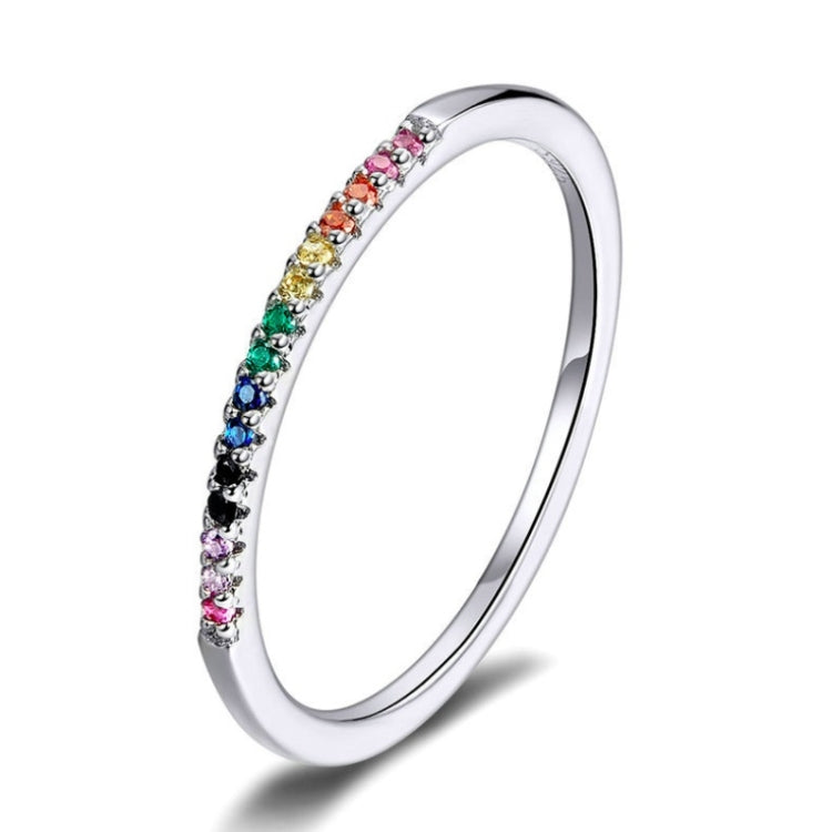 Ring aus 925er Sterlingsilber mit farbigem Zirkon, 7