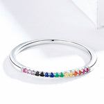 Sterling Silver Ring S925 Colored Zircon Ring, 7