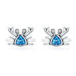 Kleiner Krebs S925 Sterling Silber Ohrringe mit Edelstein Herzförmige Ohrringe, SCE413