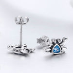 Kleiner Krebs S925 Sterling Silber Ohrringe mit Edelstein Herzförmige Ohrringe, SCE413