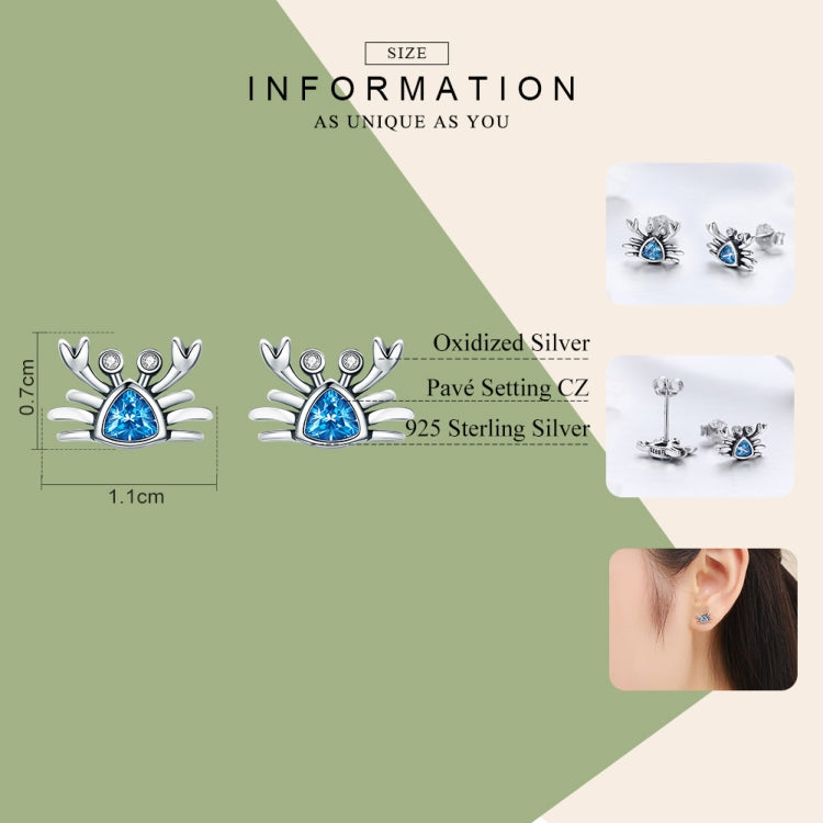 Kleiner Krebs S925 Sterling Silber Ohrringe mit Edelstein Herzförmige Ohrringe, SCE413