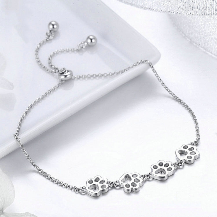 Niedliches Armband mit Haustierpfotenabdrücken aus 925er Sterlingsilber, Tiermotiv, SCB096