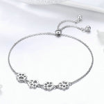 Niedliches Armband mit Haustierpfotenabdrücken aus 925er Sterlingsilber, Tiermotiv, SCB096