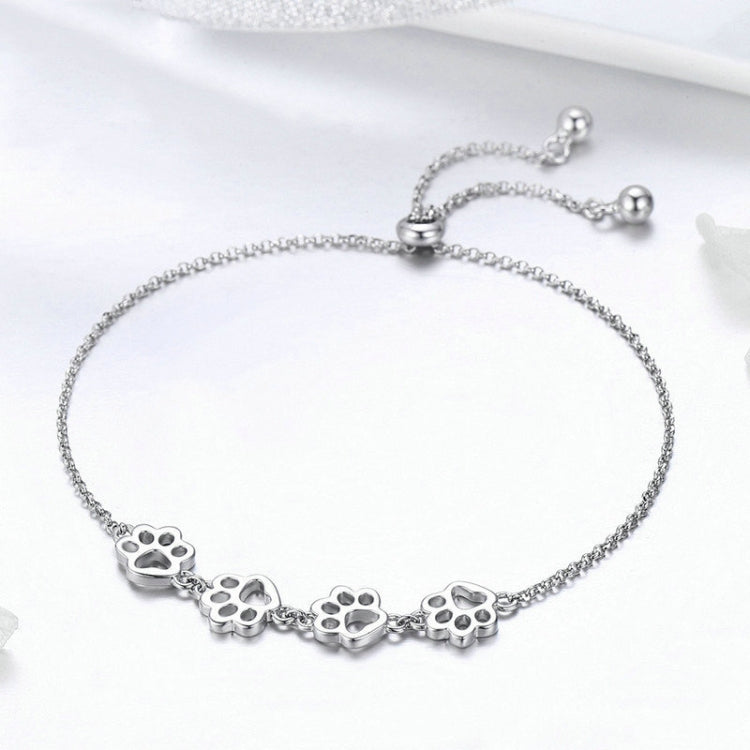 Niedliches Armband mit Haustierpfotenabdrücken aus 925er Sterlingsilber, Tiermotiv, SCB096