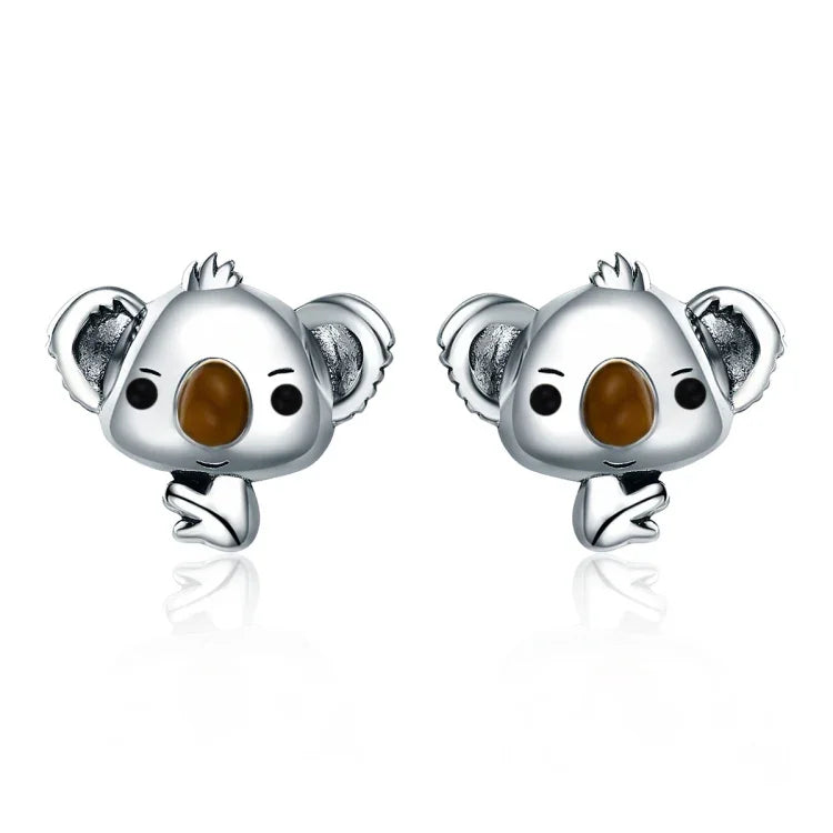 Koala-Ohrringe aus Sterlingsilber für Damen mit Edelsteinen, SCE381