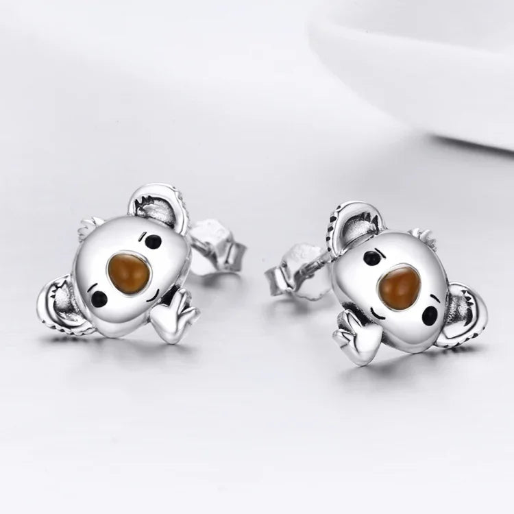 Koala-Ohrringe aus Sterlingsilber für Damen mit Edelsteinen, SCE381