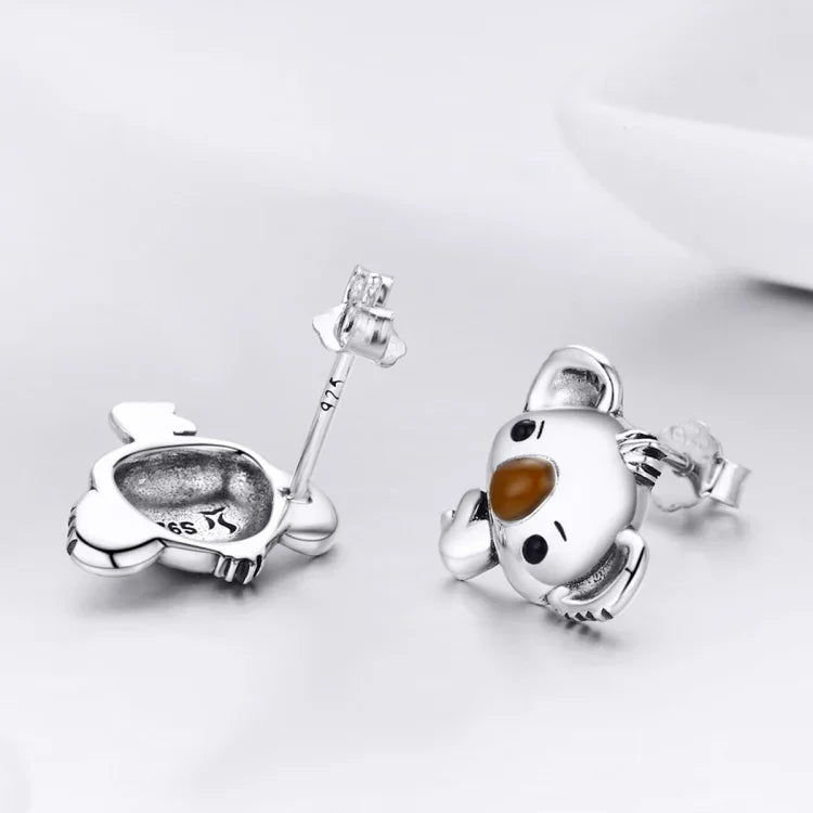 Koala-Ohrringe aus Sterlingsilber für Damen mit Edelsteinen, SCE381