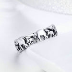 S925 Sterling Silber Ring Elefantenfamilie Vintage eingelegter Ring, Größe 6 US, Größe 7 US, Größe 8 US, Größe 9 US