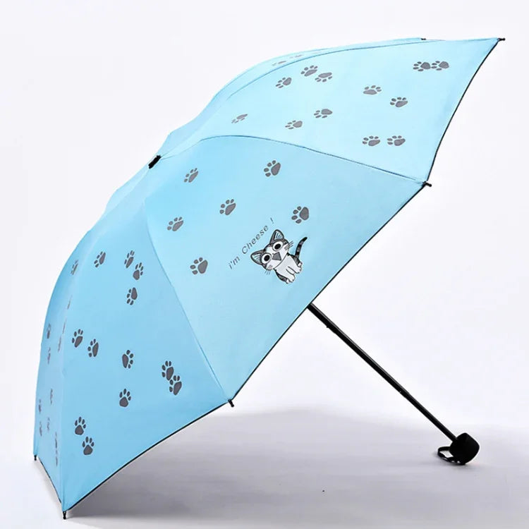 Cartoon Kreativer Kinder-Sonnenschirm Sonnenschutz Vinyl Kleiner Frischer Klappschirm, Himmelblau, Lila, Rosa, Marineblau