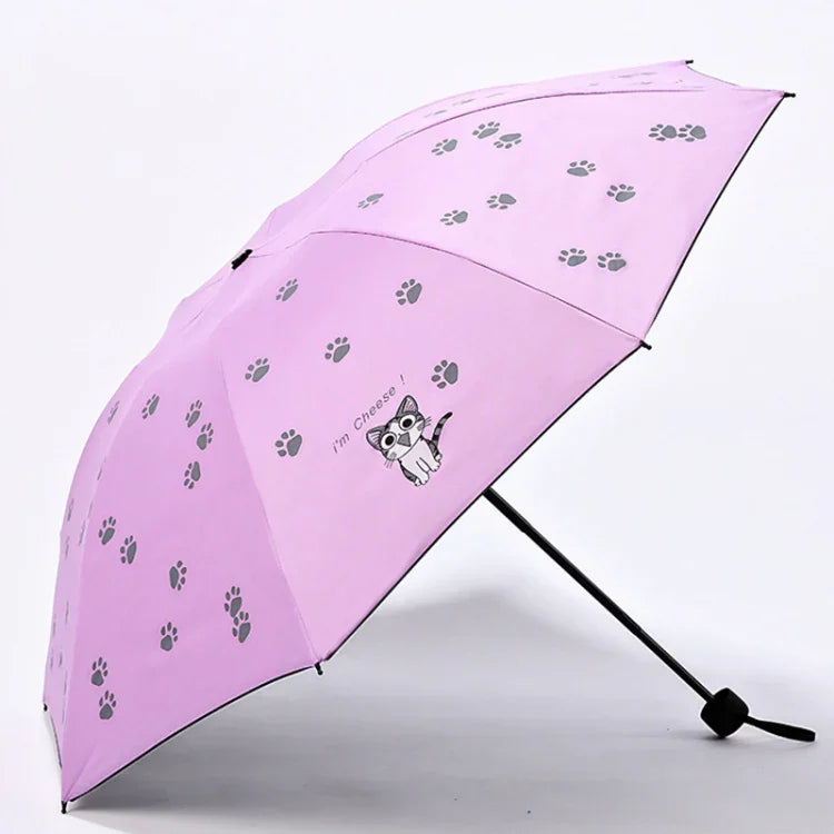 Cartoon Kreativer Kinder-Sonnenschirm Sonnenschutz Vinyl Kleiner Frischer Klappschirm, Himmelblau, Lila, Rosa, Marineblau