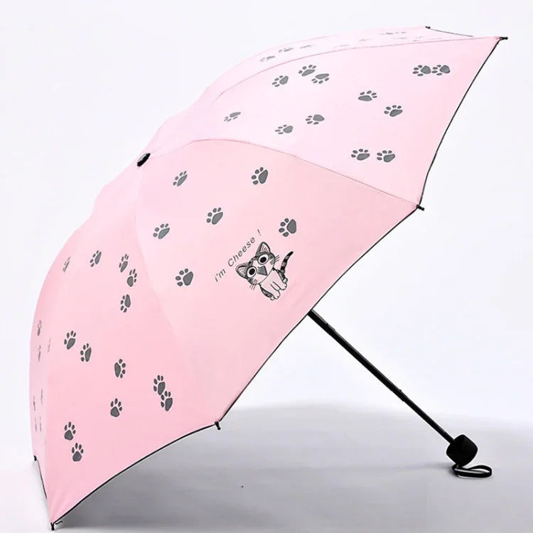 Cartoon Kreativer Kinder-Sonnenschirm Sonnenschutz Vinyl Kleiner Frischer Klappschirm, Himmelblau, Lila, Rosa, Marineblau