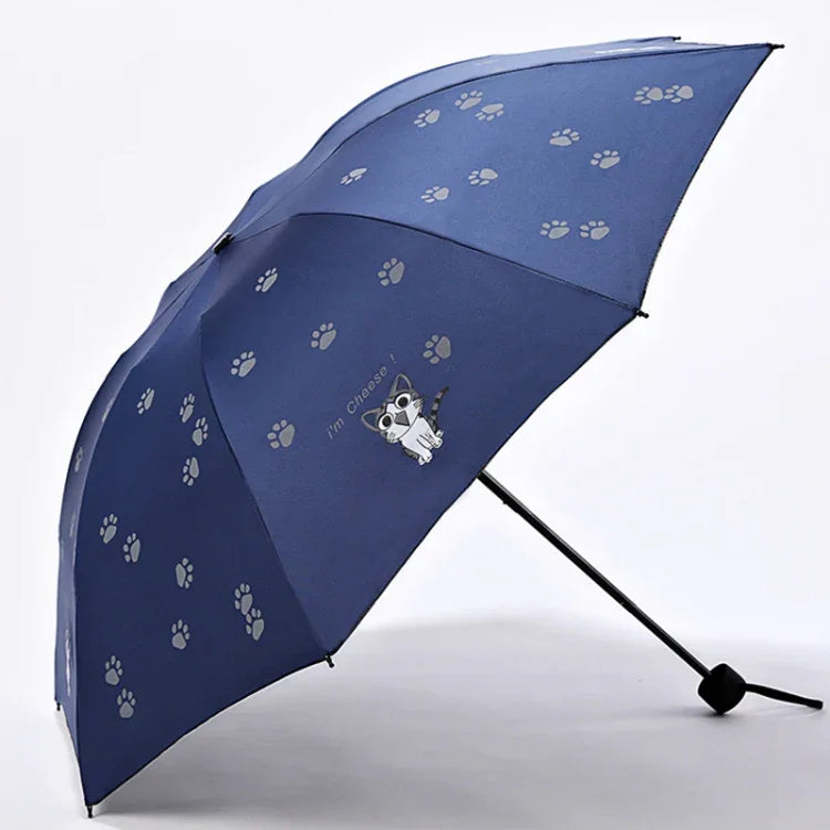 Cartoon Kreativer Kinder-Sonnenschirm Sonnenschutz Vinyl Kleiner Frischer Klappschirm, Himmelblau, Lila, Rosa, Marineblau