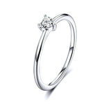 S925 Sterling Silber Ring Platinbeschichtet Herz Klar Ring, 6 US Größe, 7 US Größe, 8 US Größe