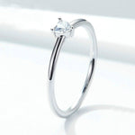 S925 Sterling Silber Ring Platinbeschichtet Herz Klar Ring, 6 US Größe, 7 US Größe, 8 US Größe