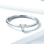 S925 Sterling Silber Ring Platinbeschichtet Herz Klar Ring, 6 US Größe, 7 US Größe, 8 US Größe
