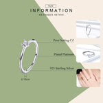 S925 Sterling Silber Ring Platinbeschichtet Herz Klar Ring, 6 US Größe, 7 US Größe, 8 US Größe