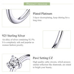 S925 Sterling Silber Ring Platinbeschichtet Herz Klar Ring, 6 US Größe, 7 US Größe, 8 US Größe