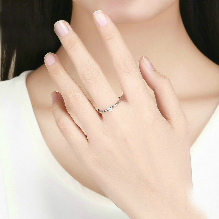 S925 Sterling Silber Ring Platinbeschichtet Herz Klar Ring, 6 US Größe, 7 US Größe, 8 US Größe
