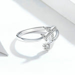 925 Sterling Silber Ring Flugzeug Zirkon Offener Weißgold Überzogener Ring, SCR623