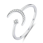 S925 Damen Sterlingsilber Zirkon Ring Mond Offener Ring Temperament Ring, SCR569