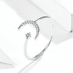 S925 Damen Sterlingsilber Zirkon Ring Mond Offener Ring Temperament Ring, SCR569
