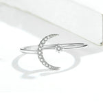 S925 Damen Sterlingsilber Zirkon Ring Mond Offener Ring Temperament Ring, SCR569