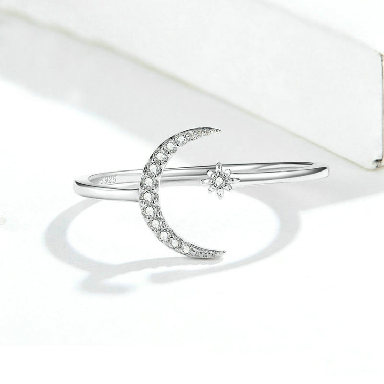 S925 Damen Sterlingsilber Zirkon Ring Mond Offener Ring Temperament Ring, SCR569