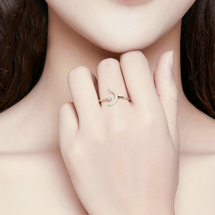 S925 Damen Sterlingsilber Zirkon Ring Mond Offener Ring Temperament Ring, SCR569