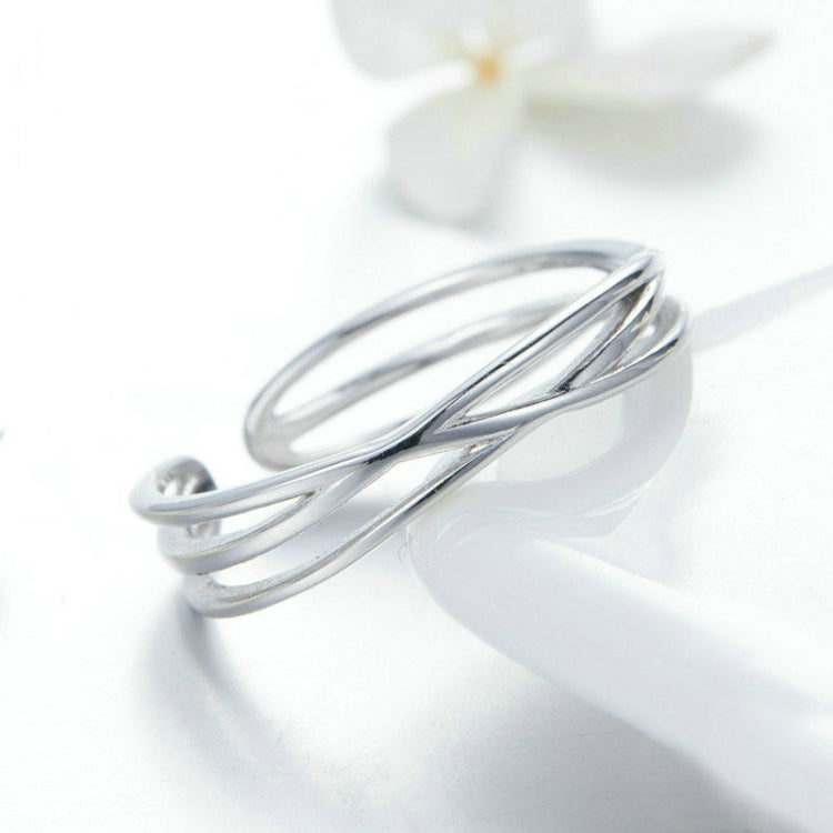 S925 Sterlingsilber Platin-beschichteter Ring Einfacher Modischer Offener Ring, SCR483