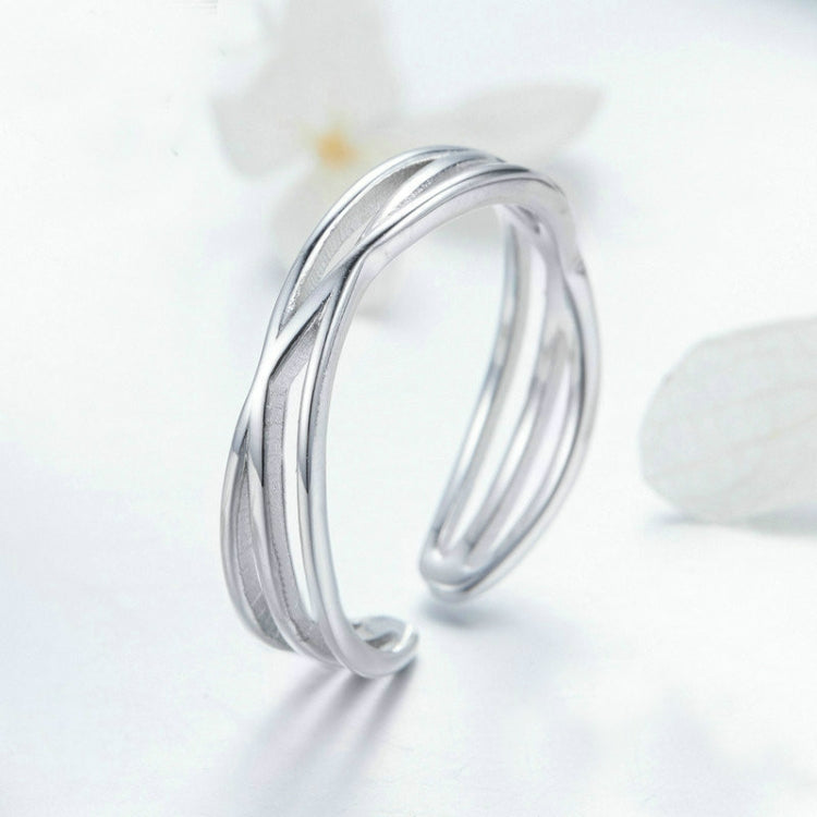 S925 Sterlingsilber Platin-beschichteter Ring Einfacher Modischer Offener Ring, SCR483