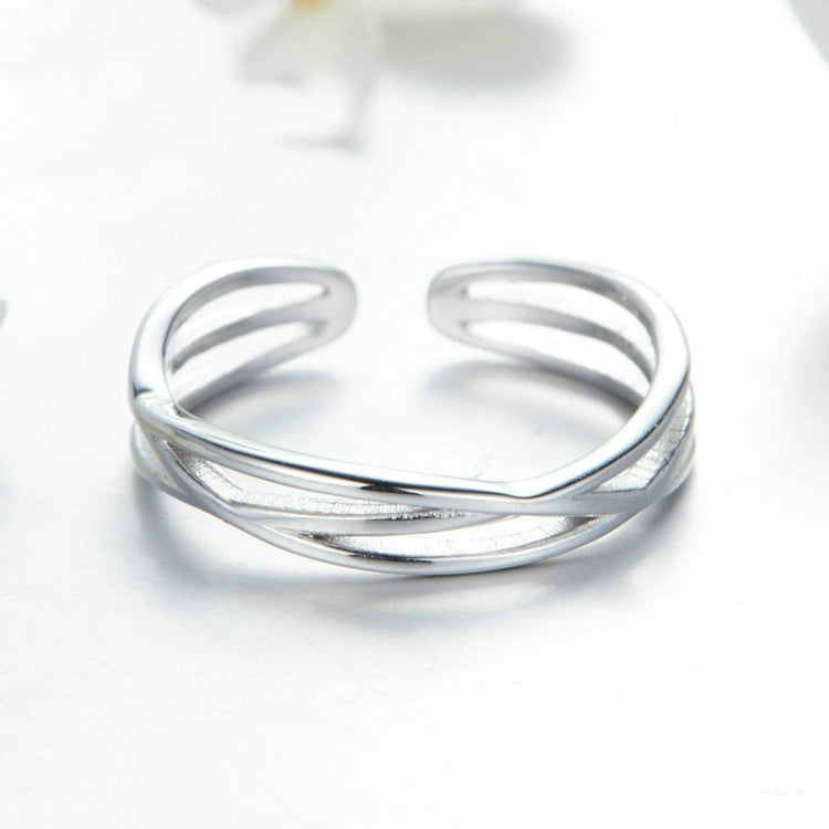 S925 Sterlingsilber Platin-beschichteter Ring Einfacher Modischer Offener Ring, SCR483