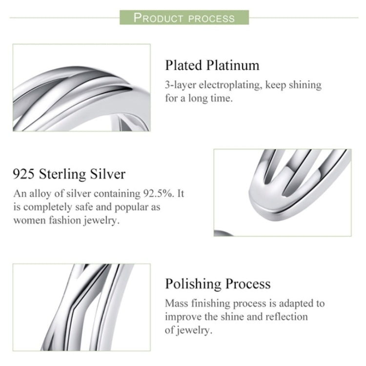 S925 Sterlingsilber Platin-beschichteter Ring Einfacher Modischer Offener Ring, SCR483