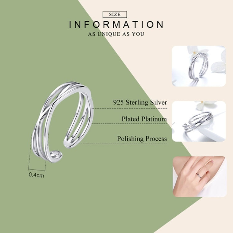 S925 Sterlingsilber Platin-beschichteter Ring Einfacher Modischer Offener Ring, SCR483