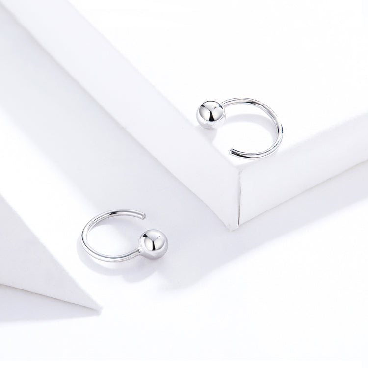 Sterlingsilber Ohrringe einfache platinbeschichtete Ohrringe temperamentvolle kleine Kugelohrringe, SCE782-A