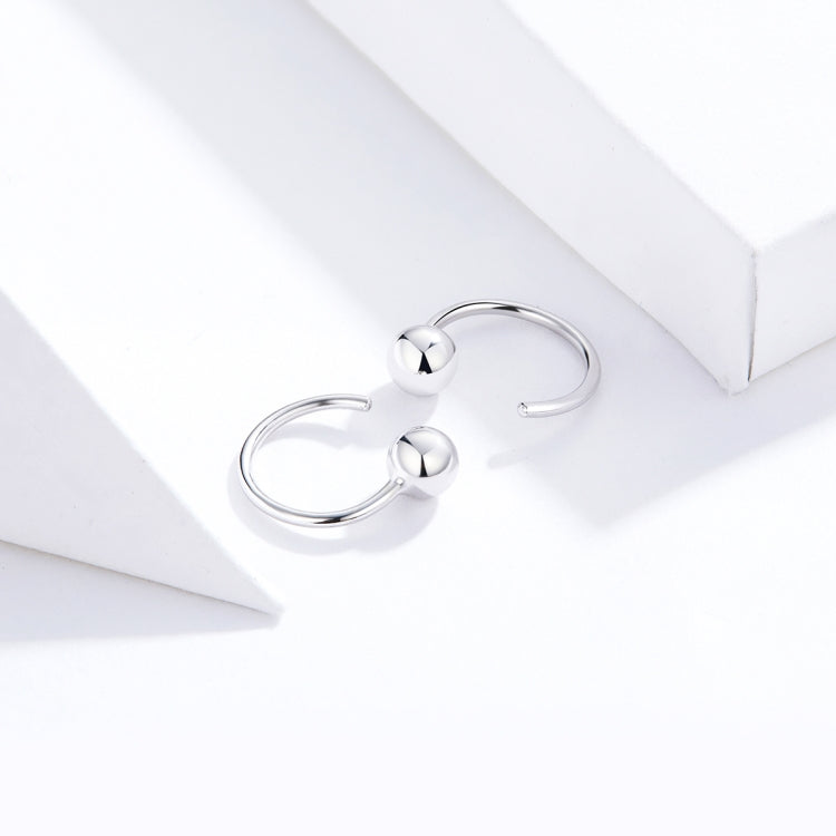 Sterlingsilber Ohrringe einfache platinbeschichtete Ohrringe temperamentvolle kleine Kugelohrringe, SCE782-A