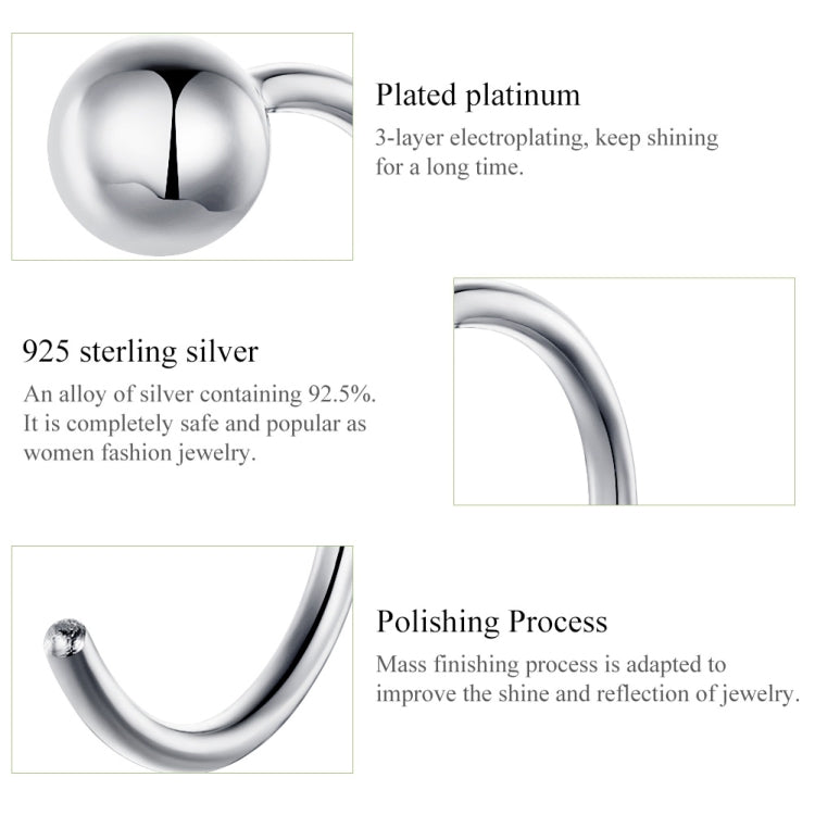 Sterlingsilber Ohrringe einfache platinbeschichtete Ohrringe temperamentvolle kleine Kugelohrringe, SCE782-A