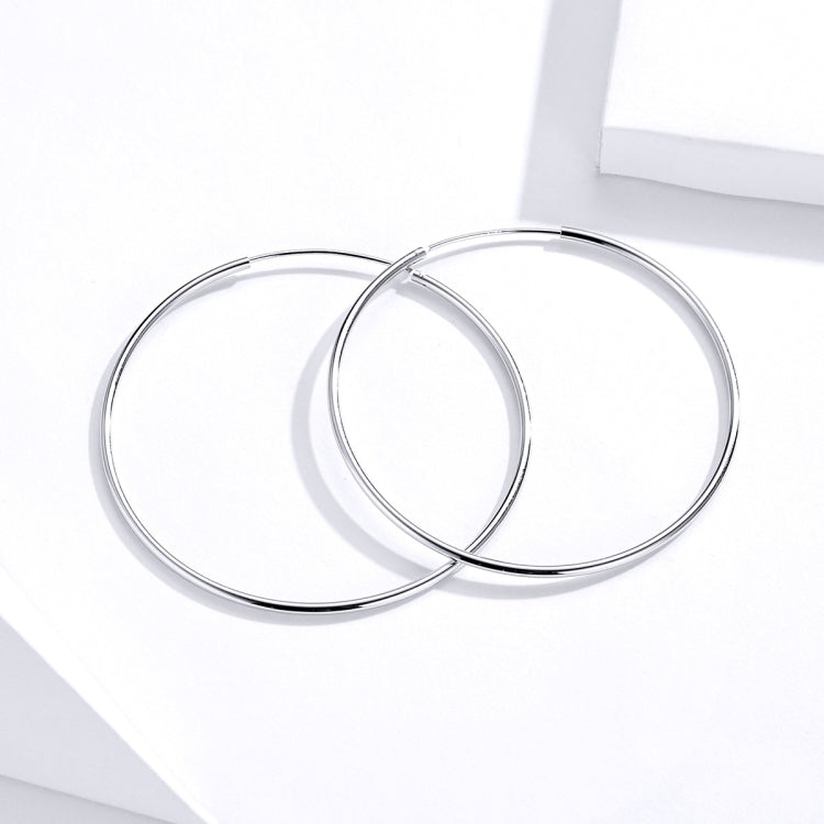 Große Kreisohrringe einfache platinbeschichtete Sterlingsilber S925 Ohrringe, SCE711