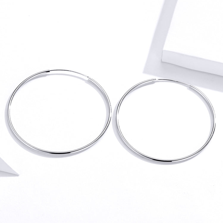 Große Kreisohrringe einfache platinbeschichtete Sterlingsilber S925 Ohrringe, SCE711