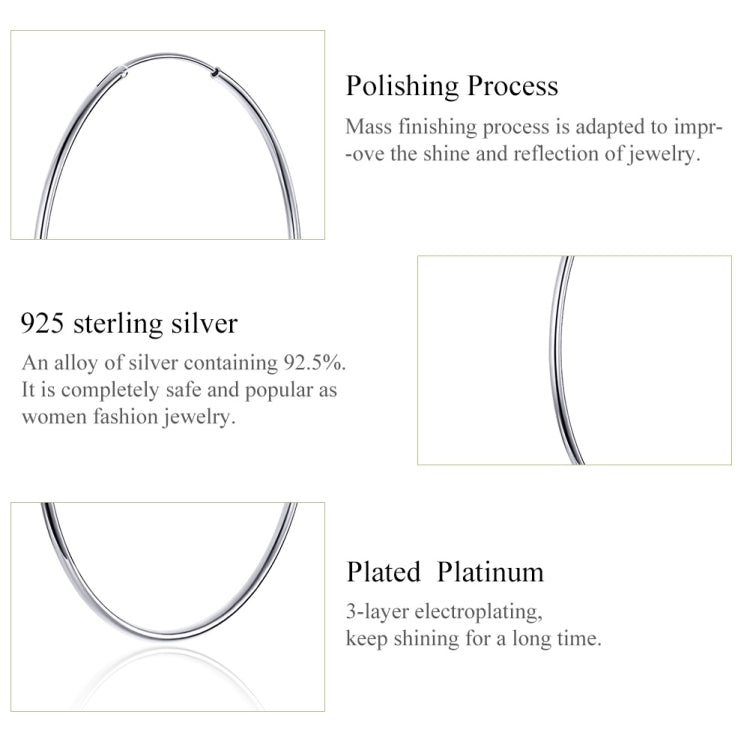 Große Kreisohrringe einfache platinbeschichtete Sterlingsilber S925 Ohrringe, SCE711