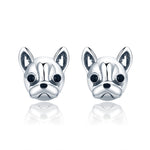 S925 Sterlingsilber Tierohrringe Bulldogge schlichte silberne Ohrringe, SCE283