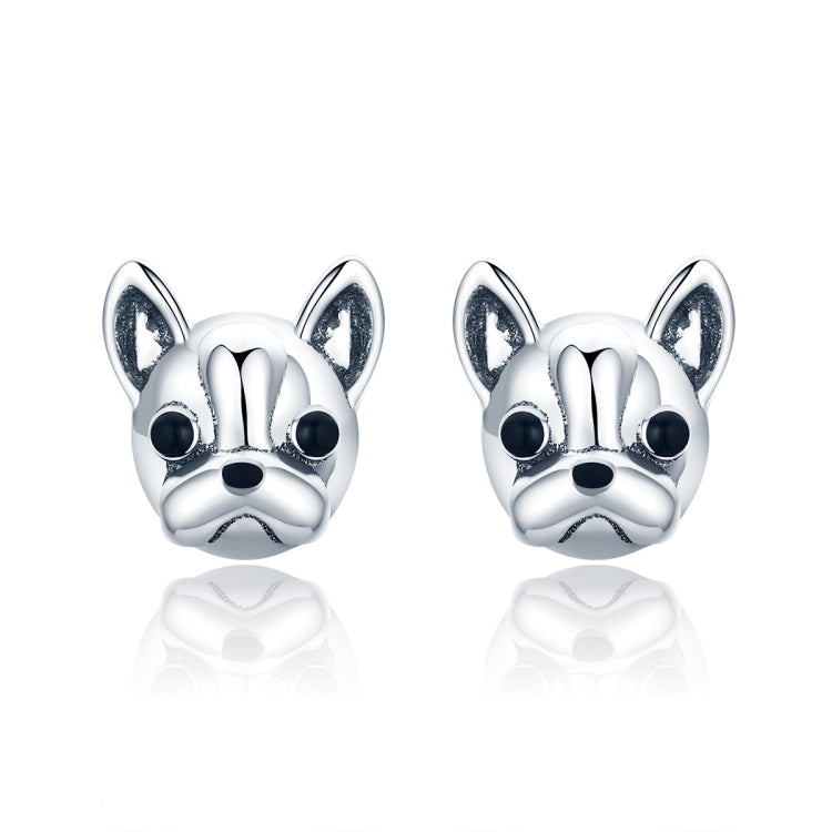 S925 Sterlingsilber Tierohrringe Bulldogge schlichte silberne Ohrringe, SCE283