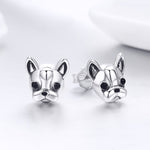 S925 Sterlingsilber Tierohrringe Bulldogge schlichte silberne Ohrringe, SCE283