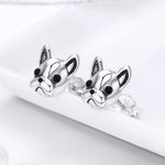 S925 Sterlingsilber Tierohrringe Bulldogge schlichte silberne Ohrringe, SCE283